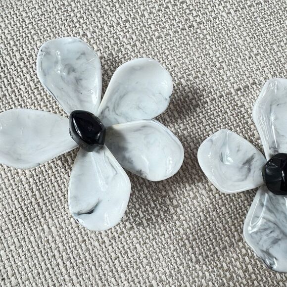 Zara White Flower Statement Earrings - Picture 6 of 11